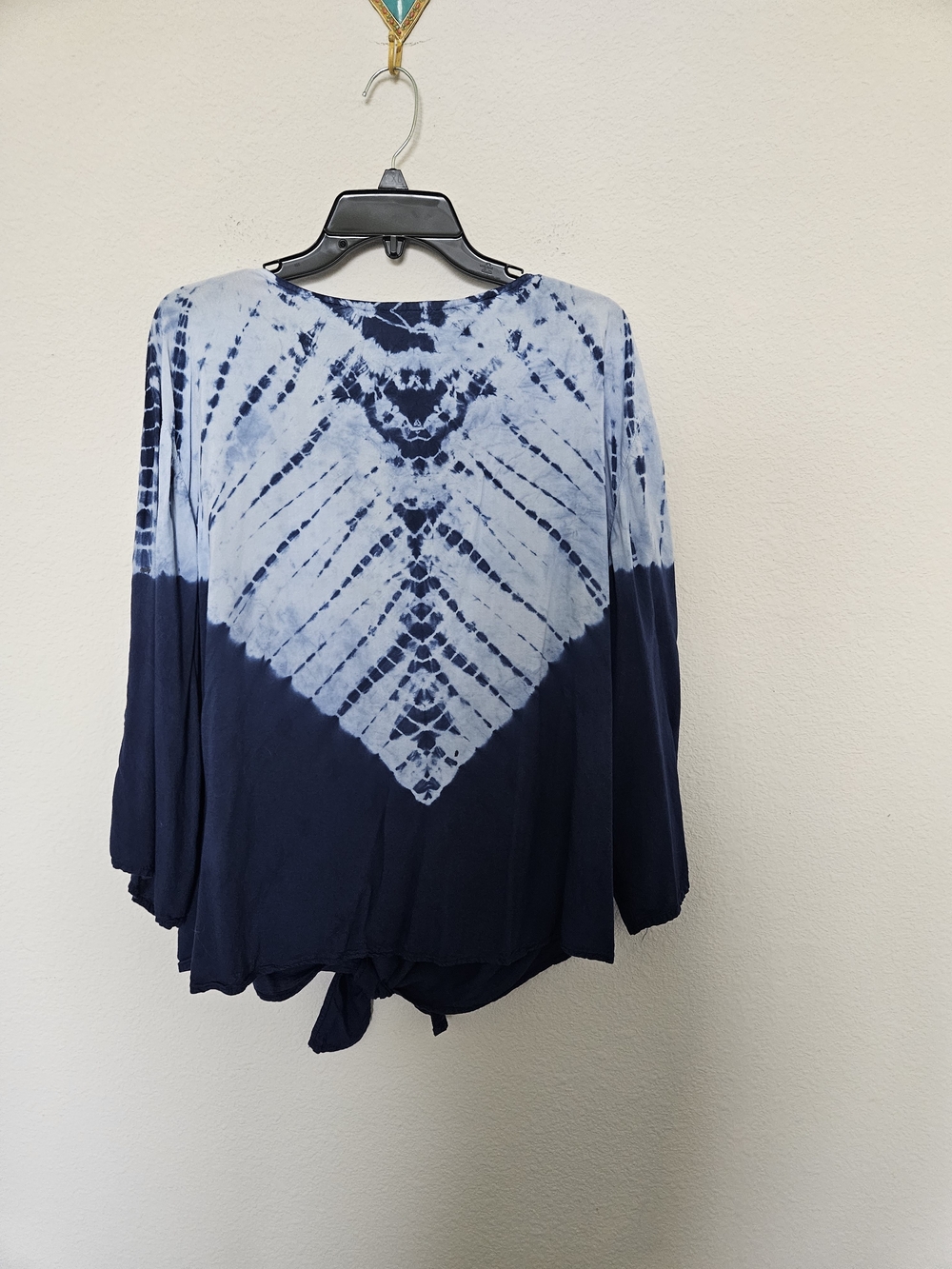 Unique Spectrum Navy and Light Blue Tie-Dye Long Sleeve Blouse